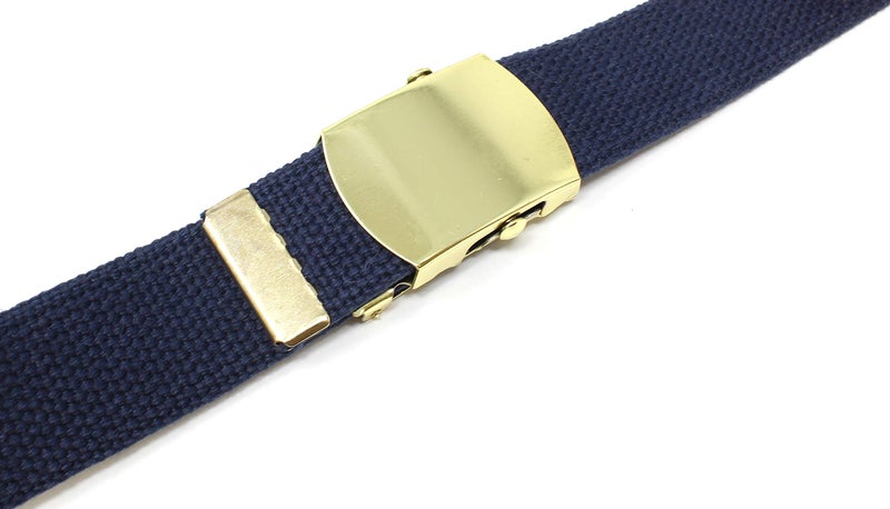 BC Belts Canvas Web Belt Military Style with Brass Buckle and Tip 54" Long Many Colors (Navy) - Image 5